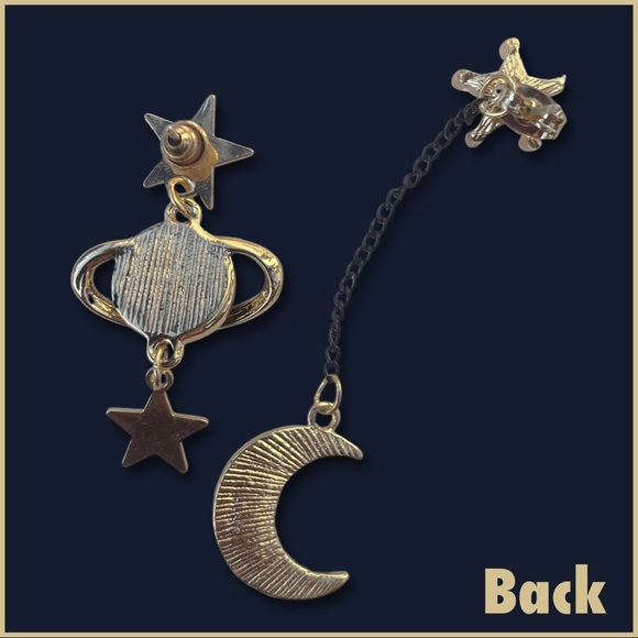 NWOT Asymmetrical Gold-tone Space Earrings - Picture 4 of 7